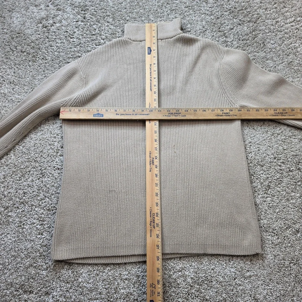 VINTAGE Banana Republic Quarter Zip Sweater Mens Medium Tan Beige Ribbed Cotton